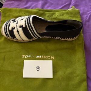 Tory Burch Black and Cream Espadrilles